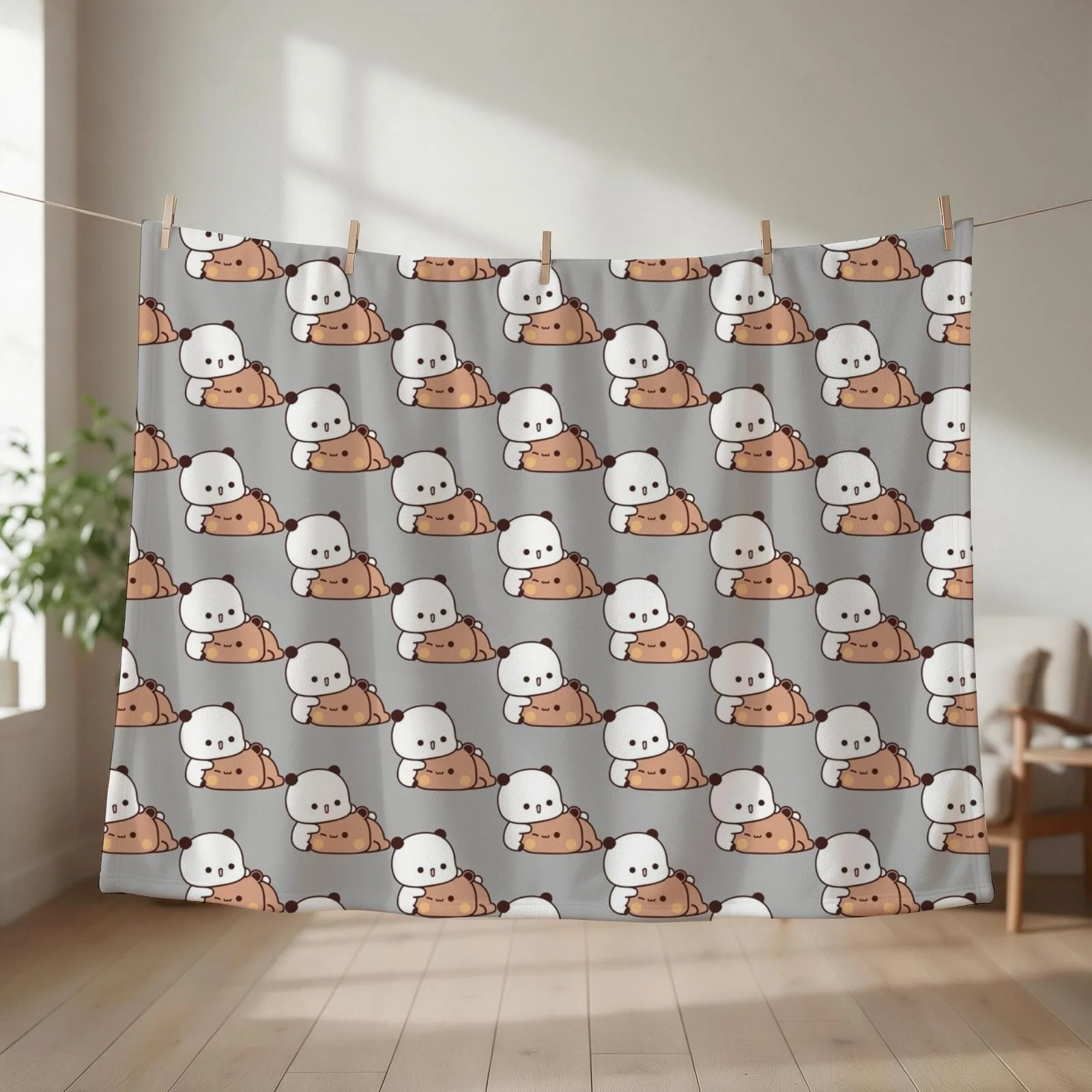 Bear and Panda Bubu Dudu Balloon Throw Blanket Comforter Designers Quilt Tourist Blankets