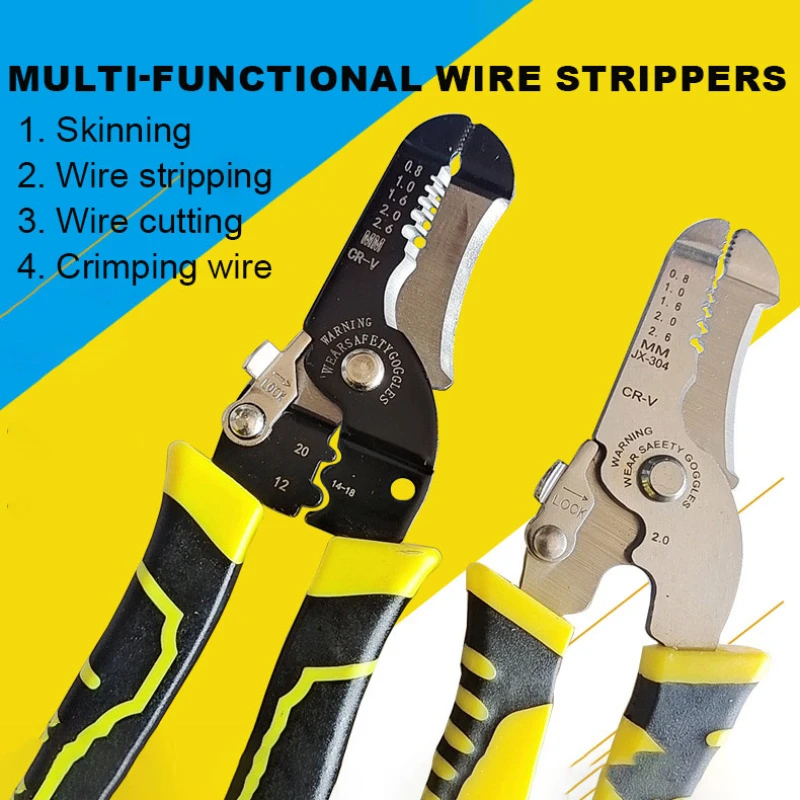 

185mm Stripping Crimping Pliers Wire Stripper Multi Functional Ring Crimpper Electrician Peeling Network Cable Stripper Tools