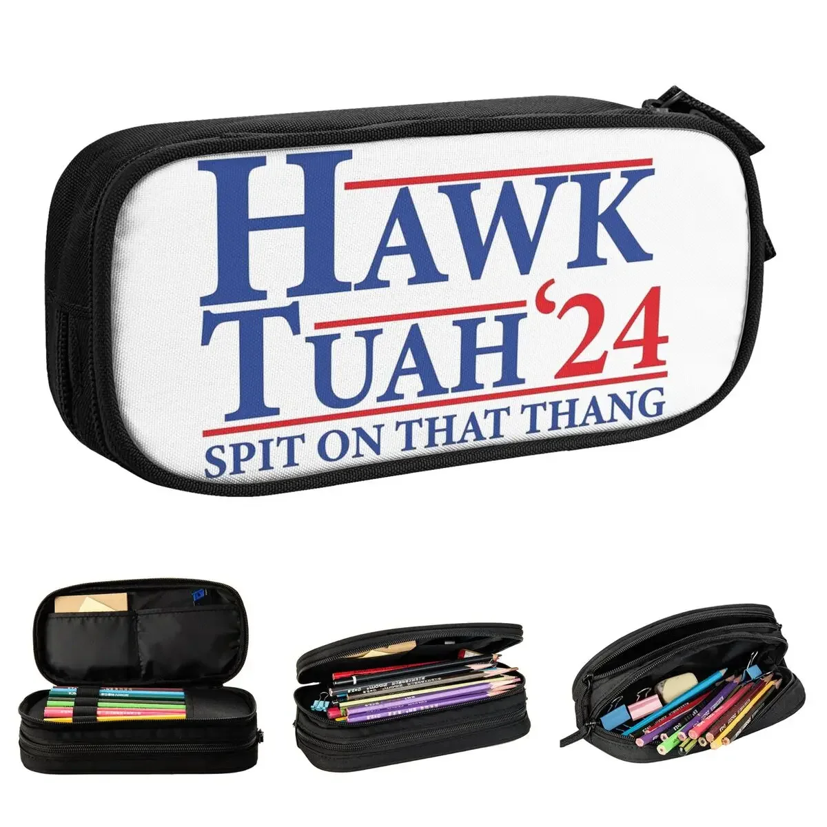 

Hawk Tuah Spit On That Thang Pencil Cases Pen Holder Bag Girl Boy Big Capacity Office Zipper Pencilcases