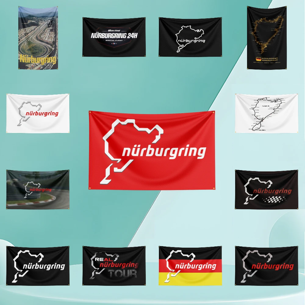 

3x5 Ft N-Nur-bur-gri-ngs Flag Polyester Printed Auto Parts Banner Flags Large Size Tapestry for Room Garage Decor