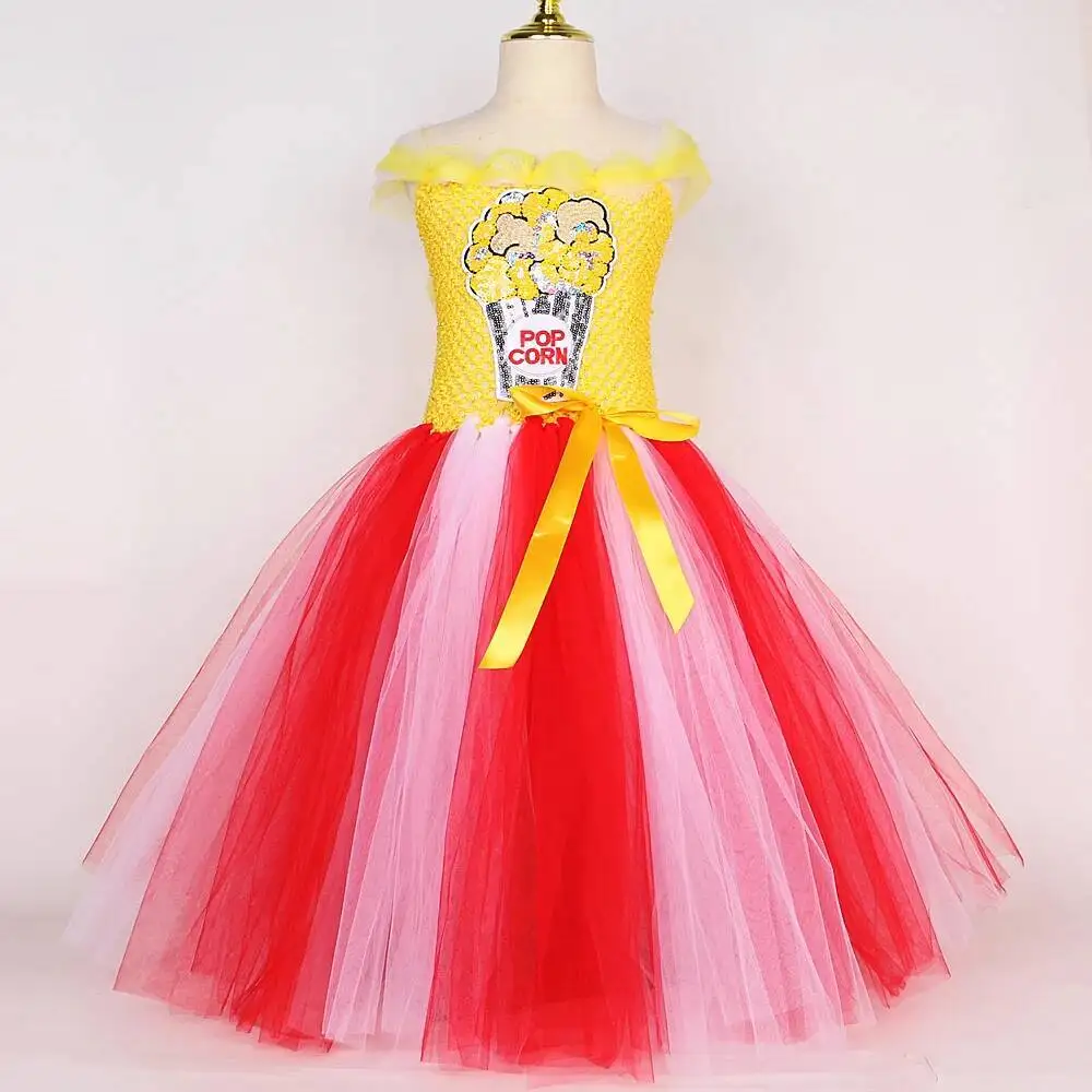 Yellow Popcorn Long Princess Dress, Big Bow Decor, Performance Outfit, Party & Festival Clothes