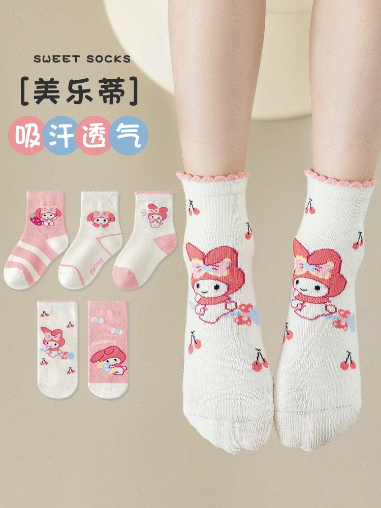 

5Pairs Cute Sanrio My Melody Socks Anime My Melody Sweet Medium Tube Cartoon Cotton Socks Cute Girls Cotton Home Warm Socks Gift