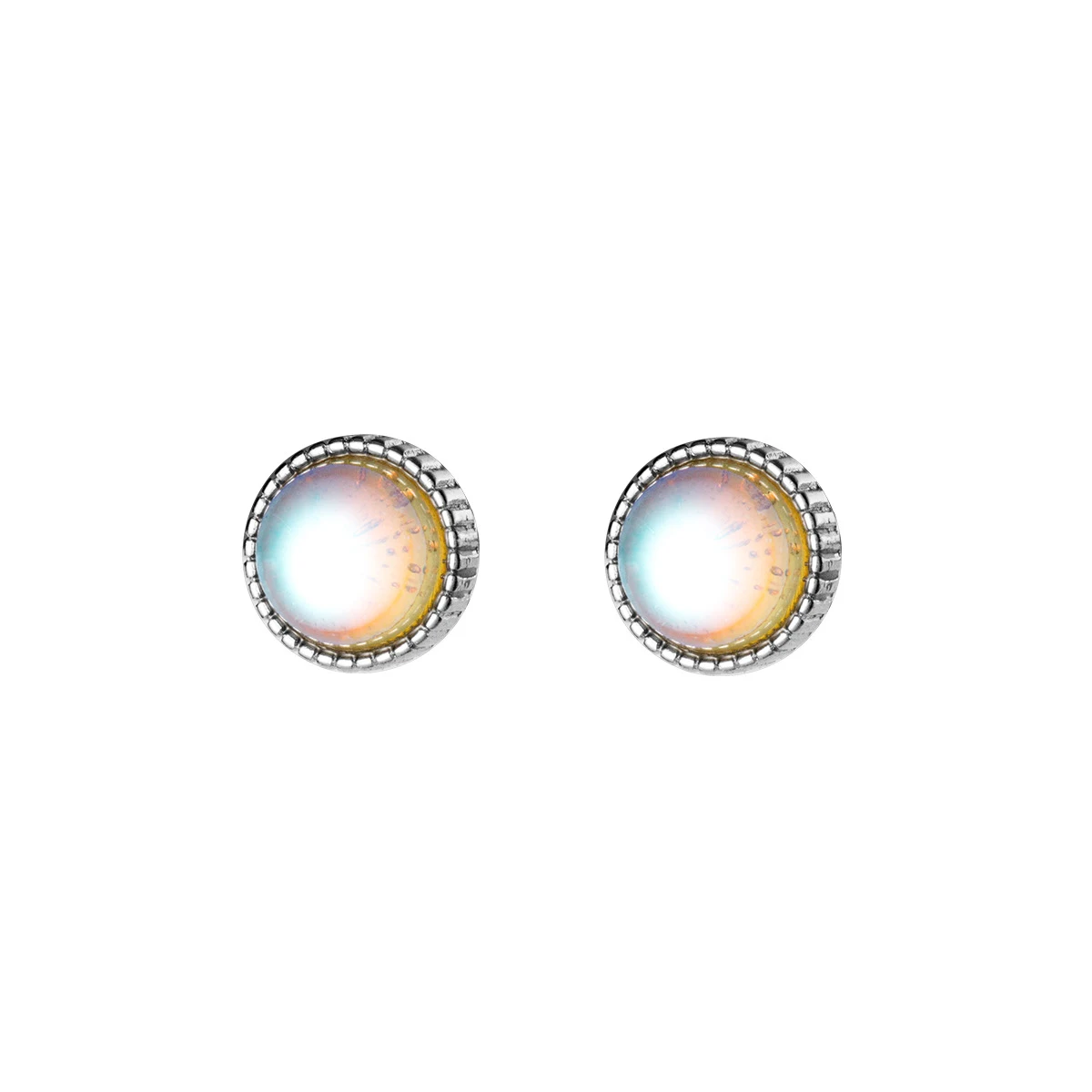 Modian 925 Sterling Silver Round Drop Oval Shape Exquisite Stud Earrings for Women Fine Jewelry Simple MoonStone Anniversary