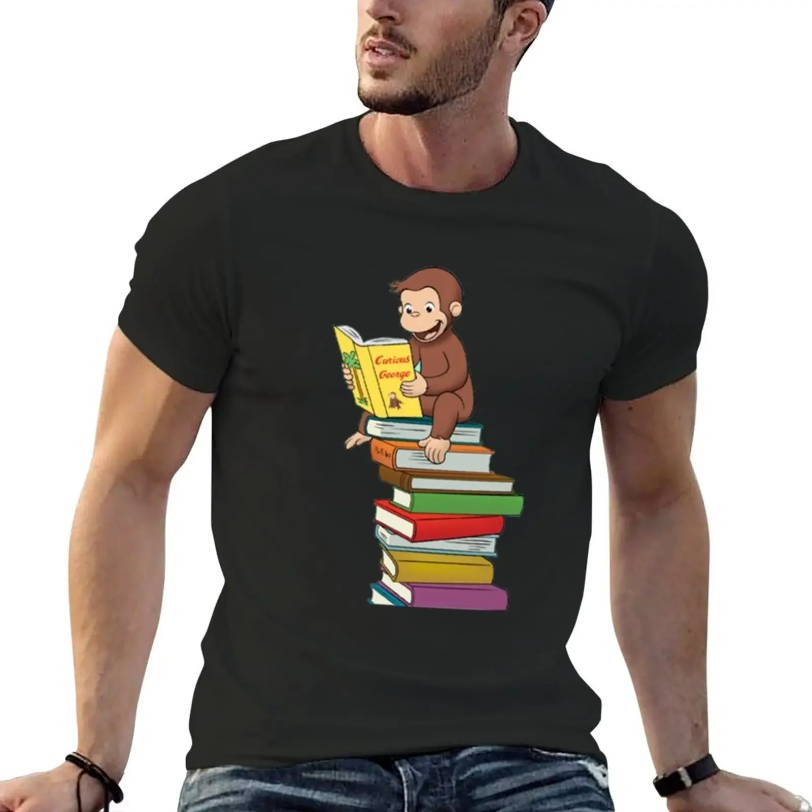 Curious George Classic T-Shirt vintage blue archive cute tops Short sleeve tee mens shirts graphic tee