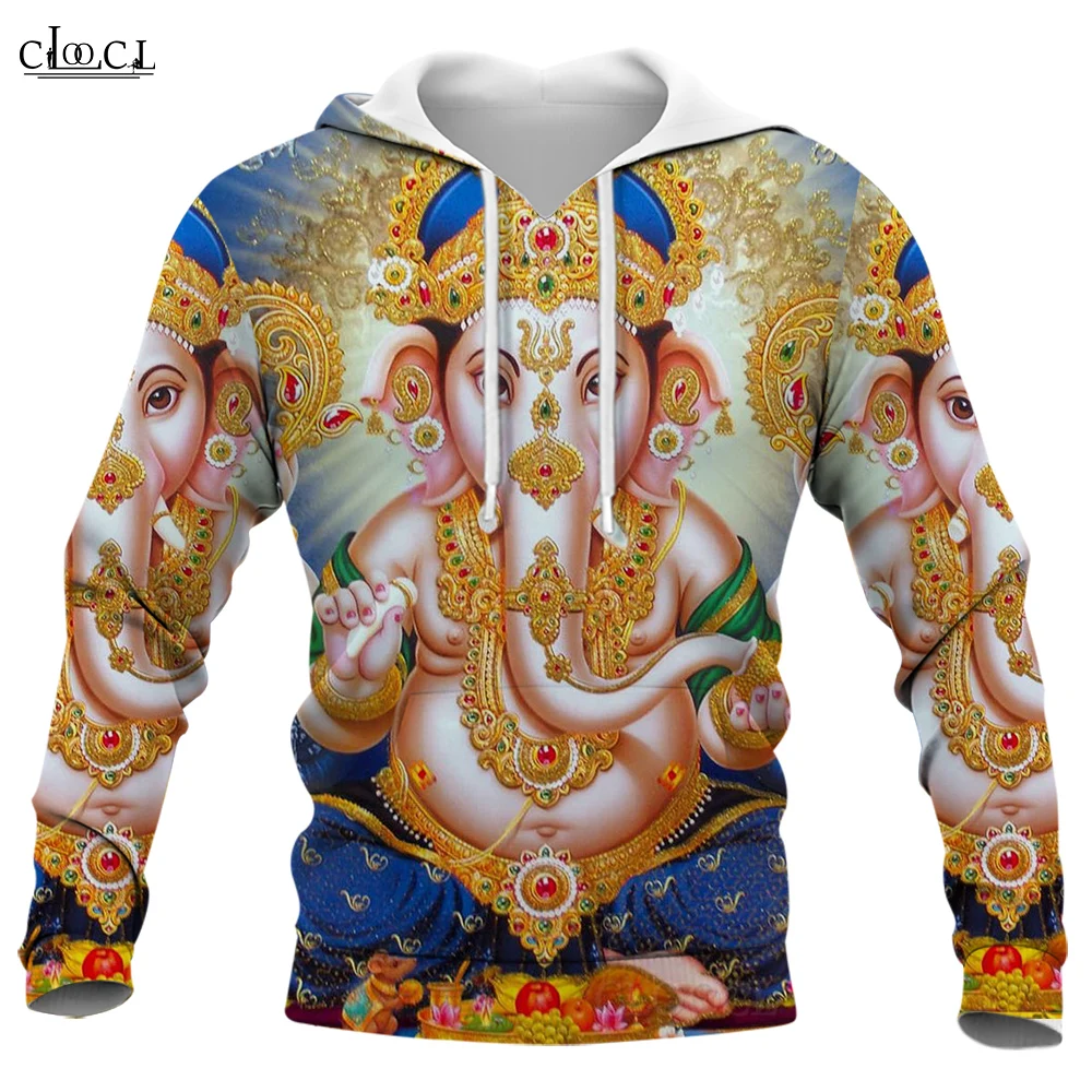 Cloocl hoodies homens ganesha 3d impresso masculino hoodies de manga longa menino menina casual feminino streetwear pulôver moletom com capuz roupas