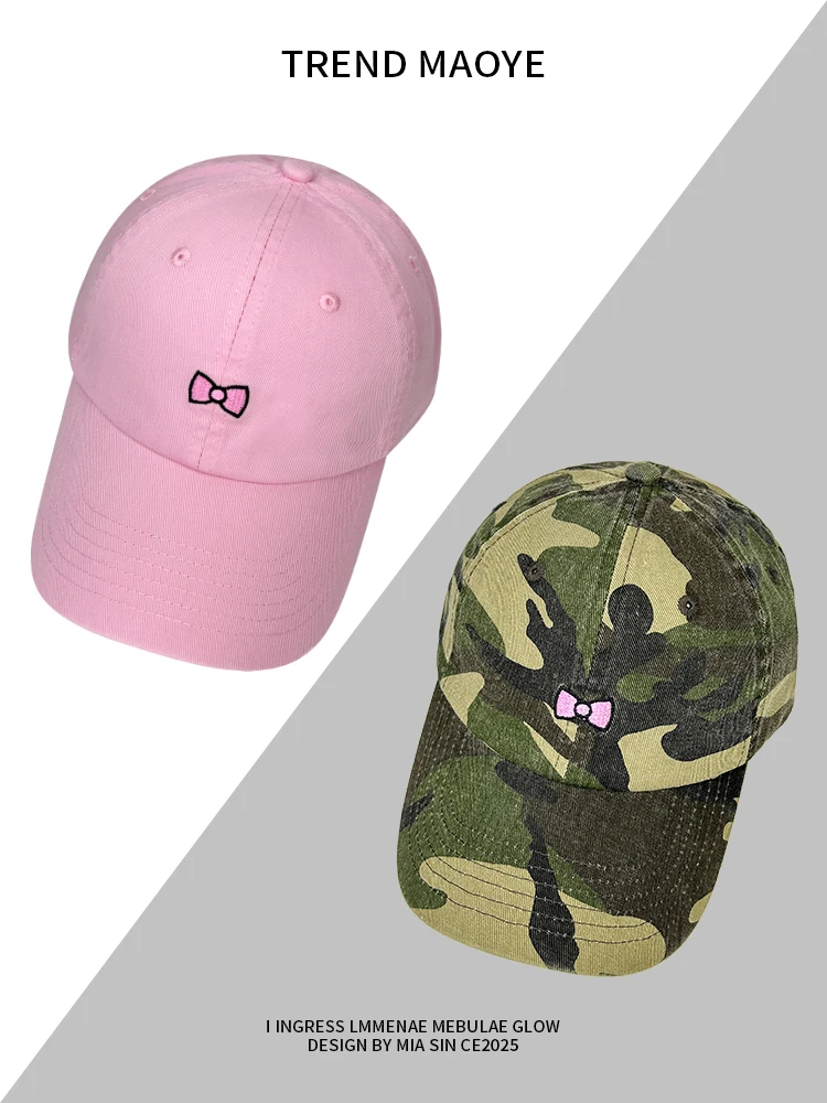 

Cute embroidered baseball cap female outdoor street retro big head circumference cap male