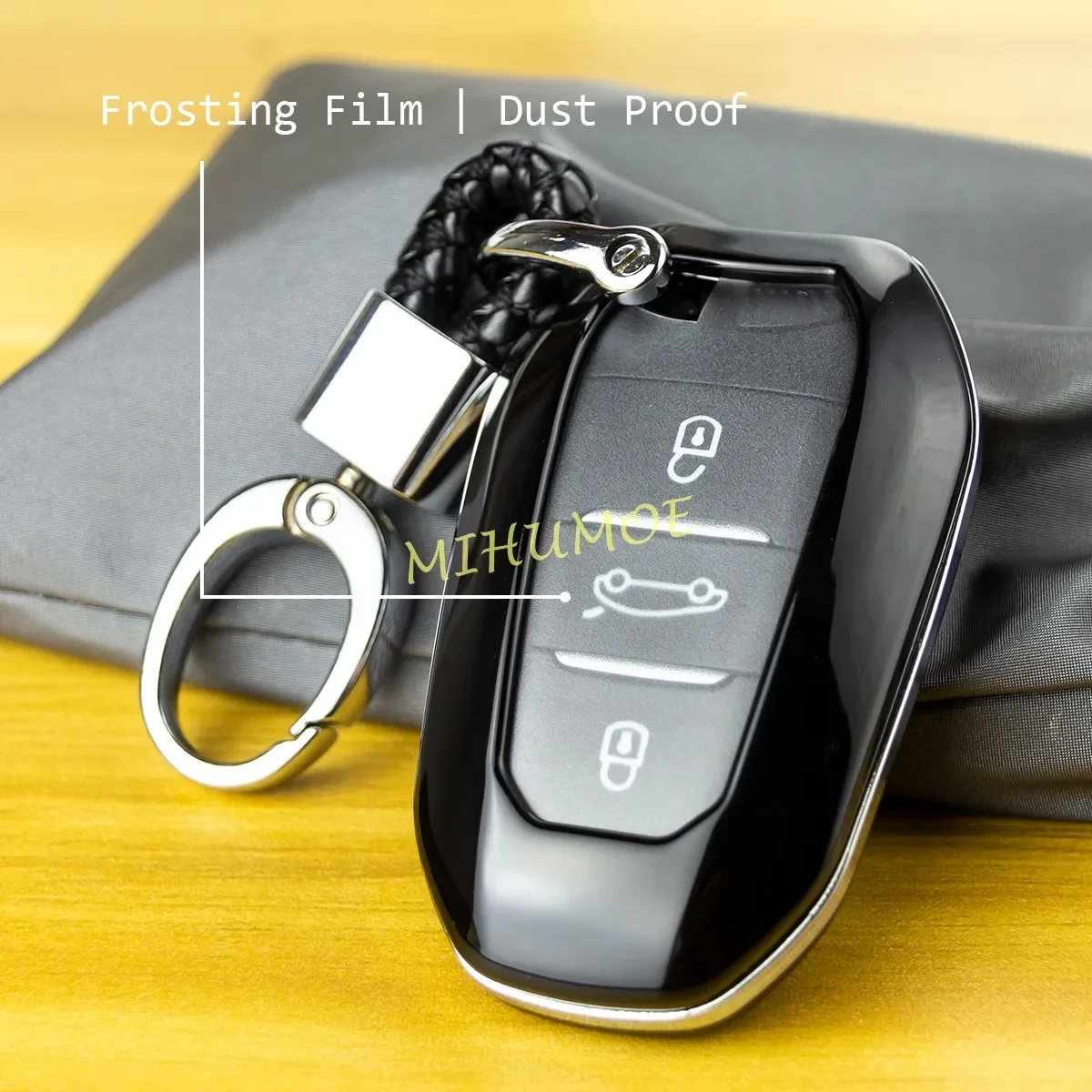 Smart Car Key Chain Fob Case Cover For Peugeot 508 2008 3008 5008 Citroen C3 C5 Aircross C4 Picasso DS 5 9 3 7 Crossback Black