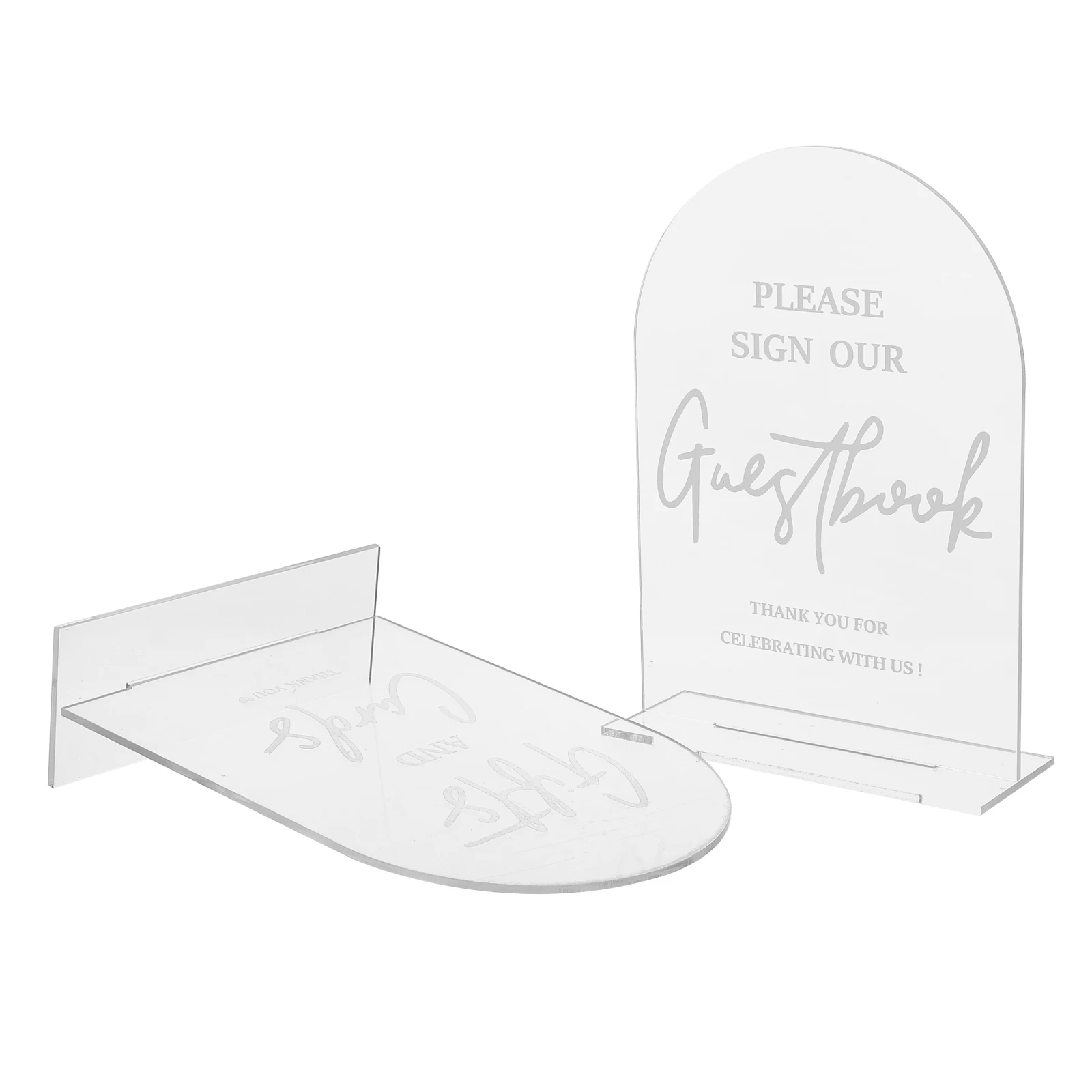 

2 Pcs Acrylic Wedding Desk Card Guest Book Arch Reception Table Signs Decor Decorations Cards