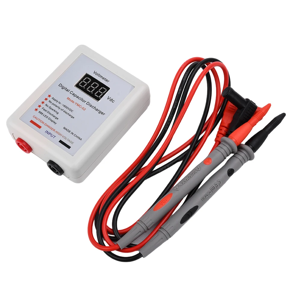 800V Digital Capacitor Voltage Tester Fast Discharger High Volt Discharging Tool Electronic Repair Display Matenance Protection