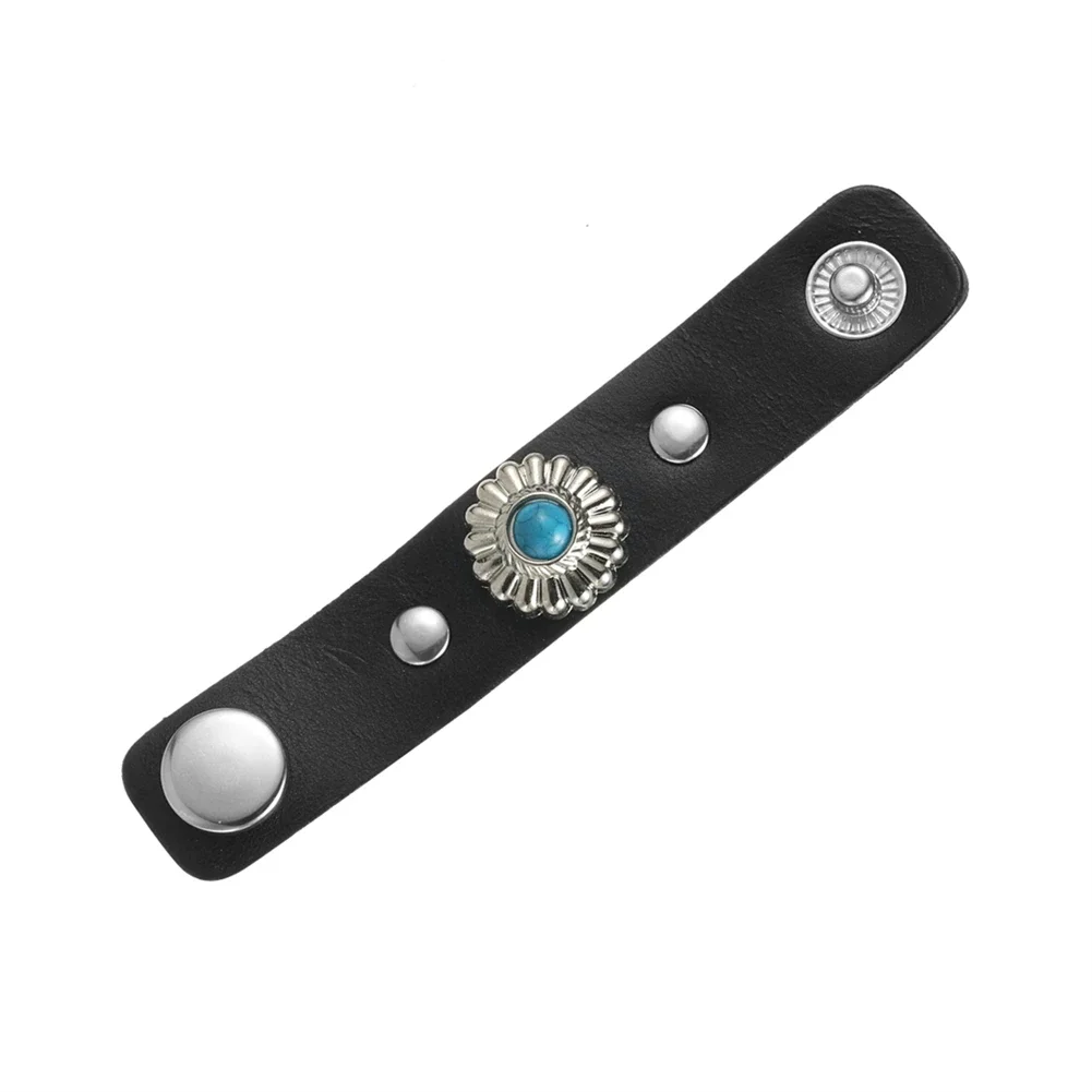Classical Man Flower Shape Leather Series Vintage Rings Unique Design Jewelry Simple Leather Ring for Father\'s Day gift