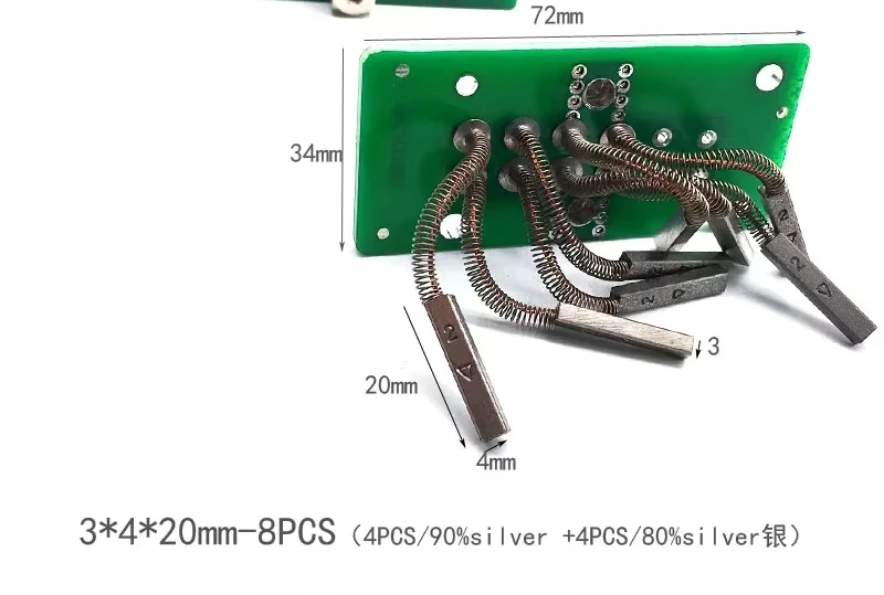 UL94V-0 60-90% escovas de carbono prateadas 3*4*20mm/6*6*20/8*10*30 ct máquina acessórios de ferramenta elétrica teste cativo motor de escova de carbono