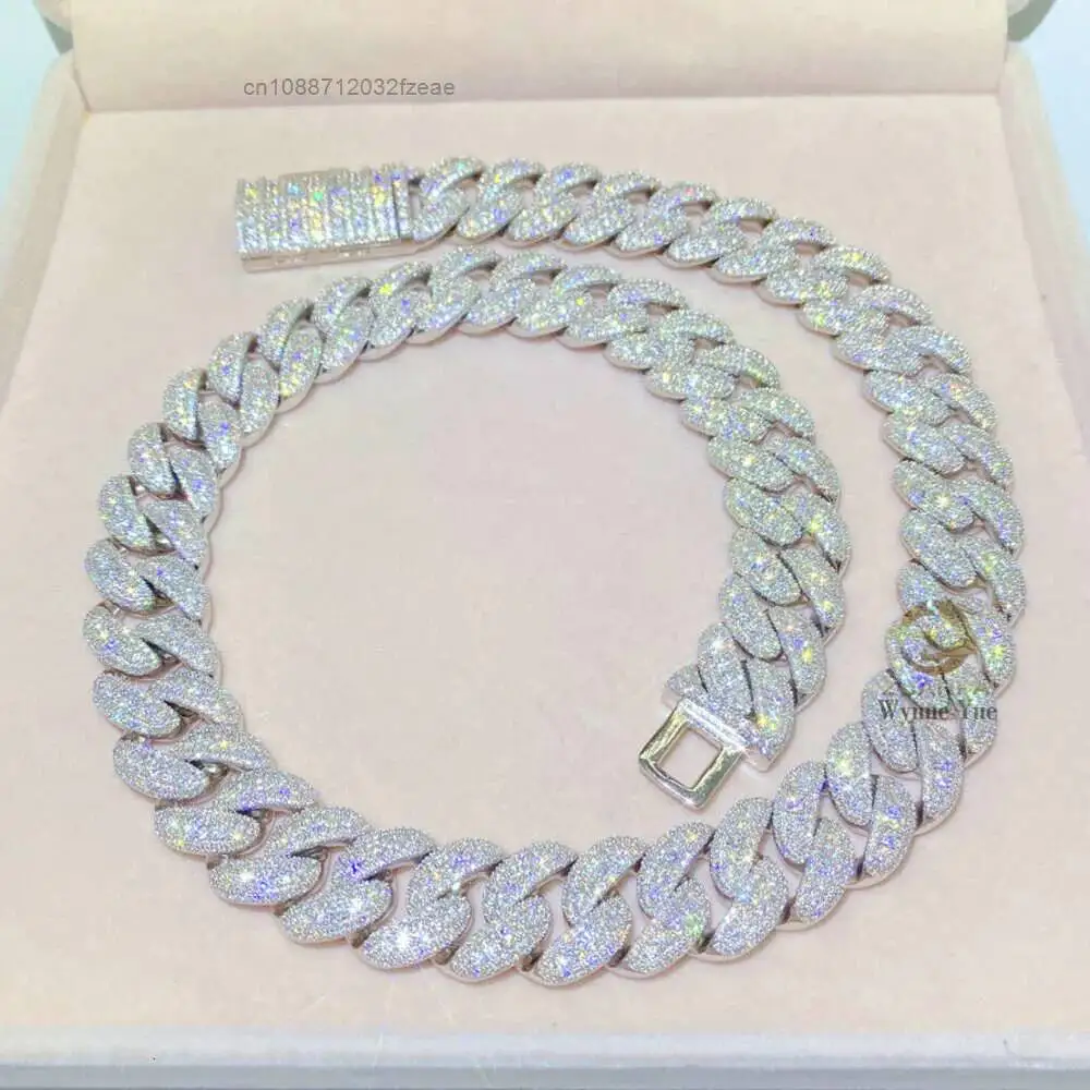 Luxury Fresh Bussdown 350g Hiphop 18mm S925 Iced Out Flawless Moissanite Miami Cuban Link Chain.