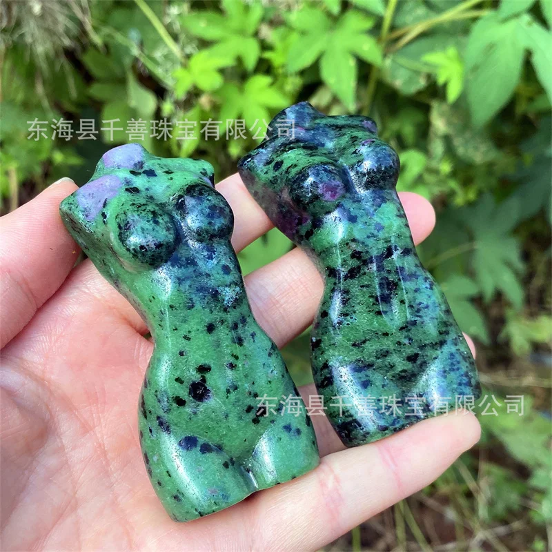 Natural Ruby Zoisite Goddess Body Quartz Crystal Anyolite Stone Carved and Polished Female Model Metaphysical Witchy Home Decor