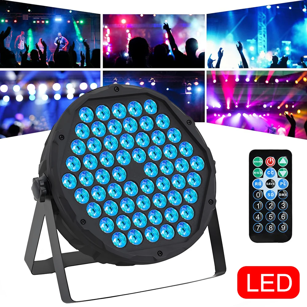 60 LED Par Light RGB DJ Disco Lights Remote and DMX Control Stage Light Sound Activated Party Light KTV Bar Wall Wash Light