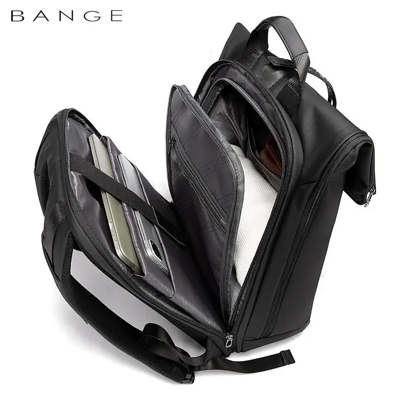 BANGE 15.6-inch laptop Men\'s business backpack waterproof multi compartment travel bag Black backpack suitable for men and women