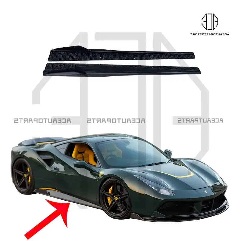 

For Ferrari 488 GTB Side Skirts V Style Dry Carbon Fiber Side Panels Kit for 488 Spider Accessories Good Fitment