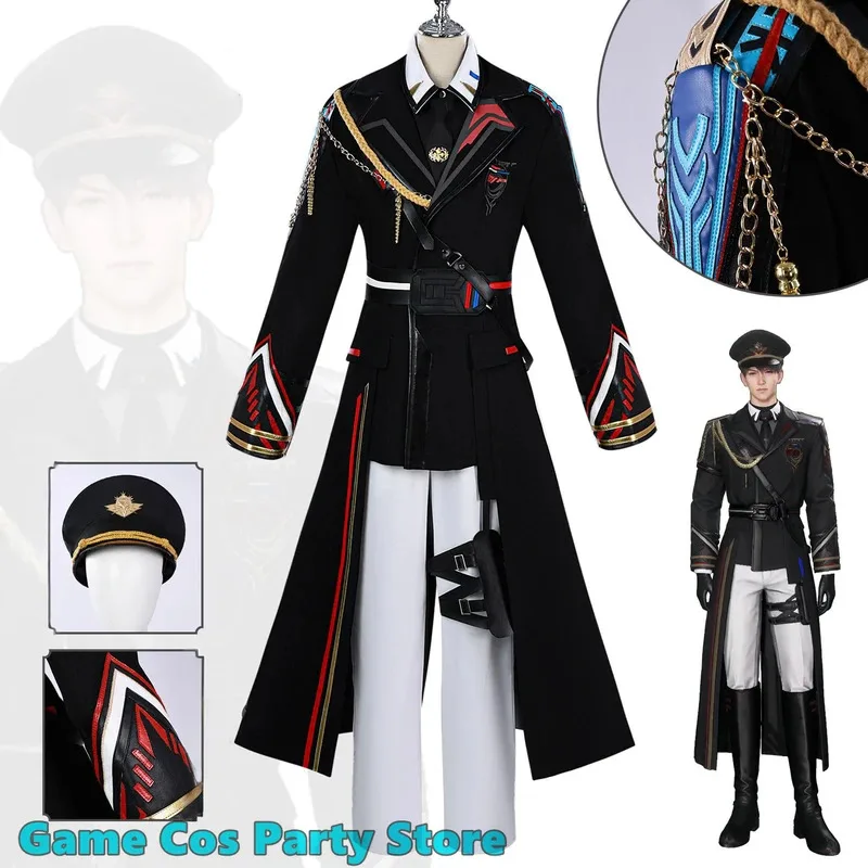 Anime Game Love and Deepspace Cosplay Costumes Caleb Black White Jacket Shirt Pants Hat Gloves Accessories Halloween Wig n.k.