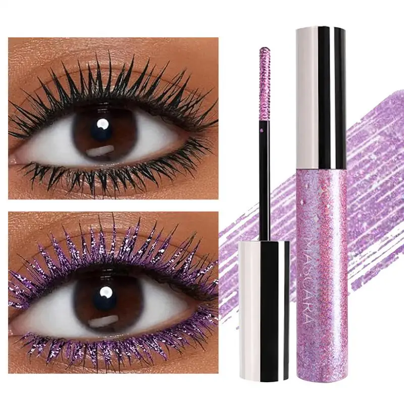 Glitter Colored Mascara Lengthening Eye Lash Mascara Gold Purple Diamond Glitter Mascara Curling Thick Shiny Eyelash Mascara