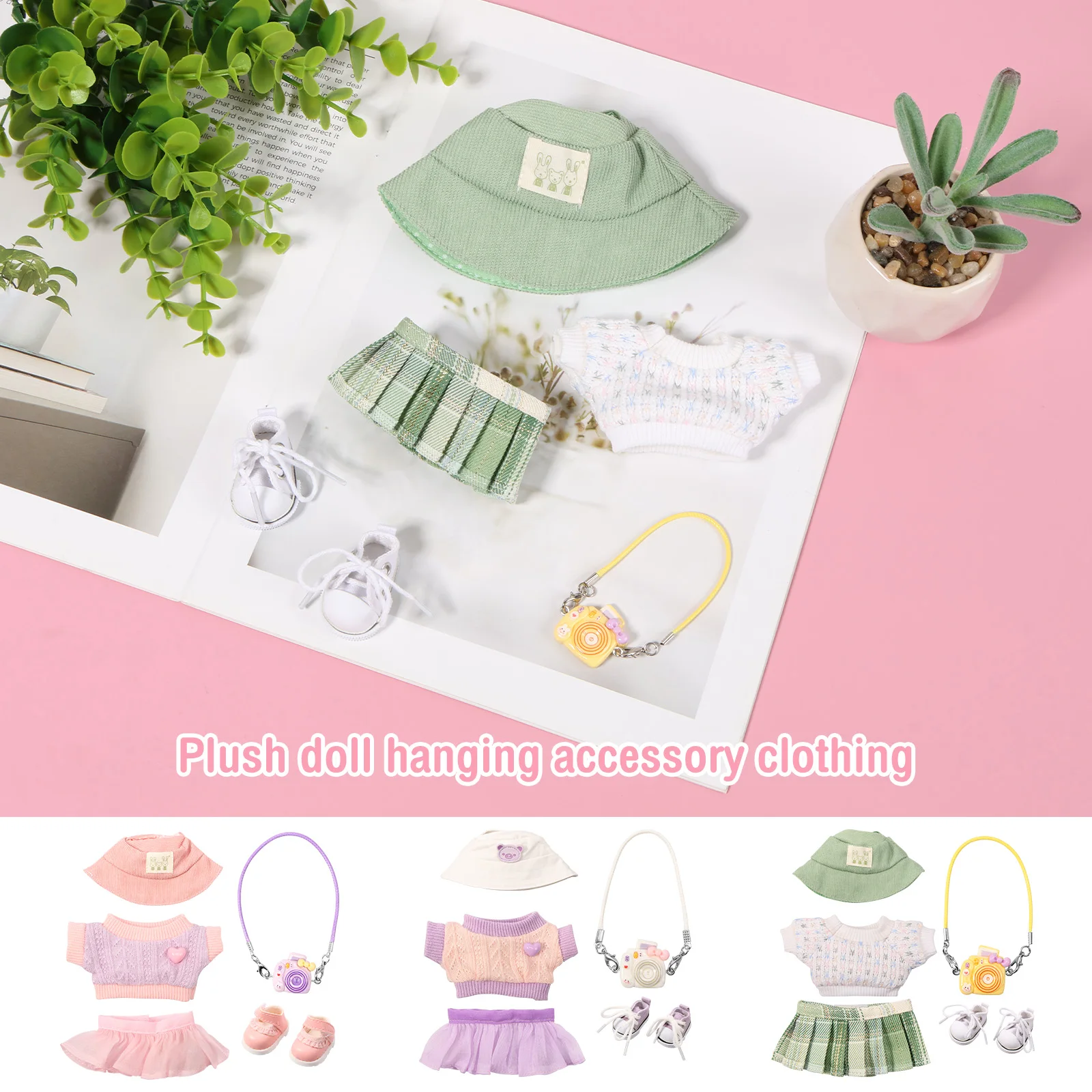 

Изысканный комплект одежды для куклы, 6 шт., наряд для куклы со шляпой, обувь для камеры, свитер, юбка, игрушки для девочек, подарки на день рождения и Рождество