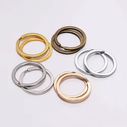 10 unids/lote 25/28/30mm Metal Color dorado llavero redondo plano llavero con cierre para llavero DIY accesorios para hacer joyería