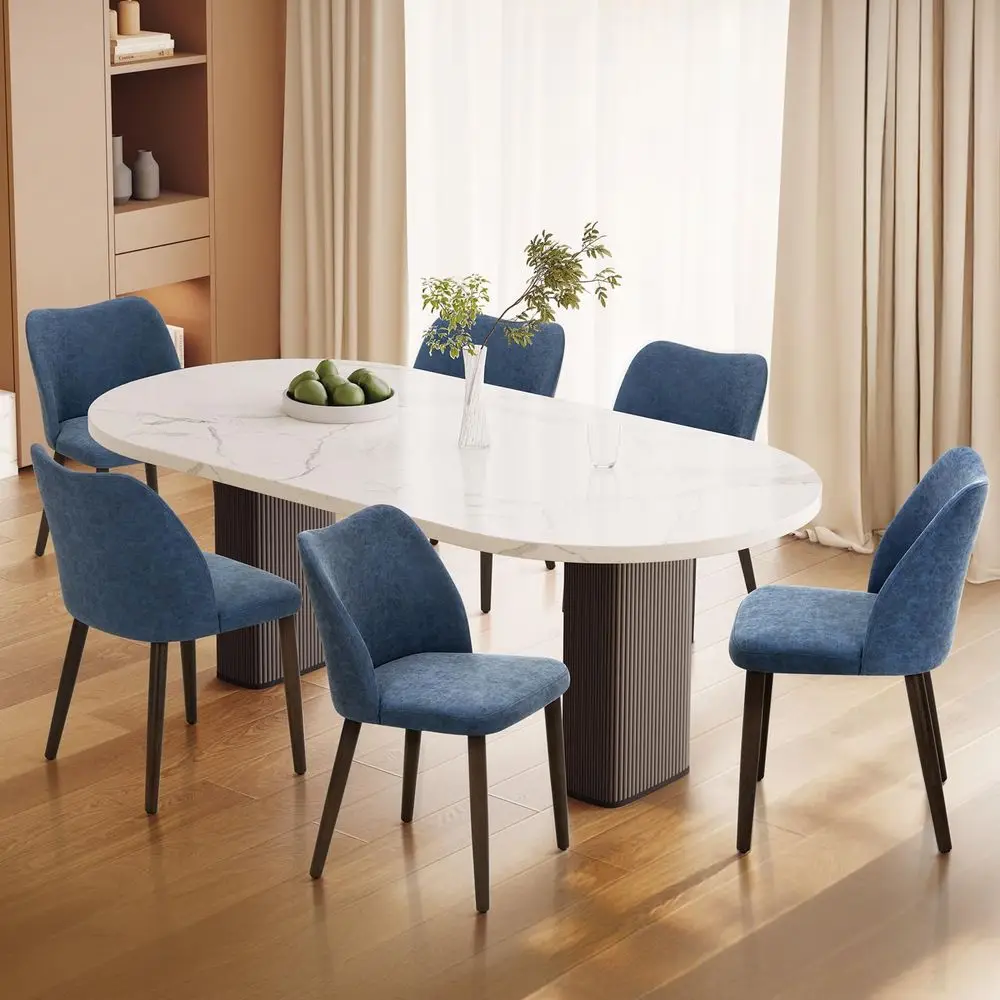 

Dining Chairs Set of 6, Upholstered Kitchen Dining Room Chair, Modern Farmhouse Dinner Chair for Restaurant amp Cafe, Blue