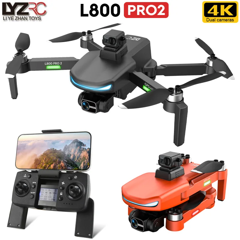 L800 PRO 2 الطائرة بدون طيار 4K HD كاميرا GPS 5G WIFI 3-محور المضادة للاهتزاز Gimbal فرش السيارات تجنب العوائق لعبة كوادكوبتر أجهزة الاستقبال عن بعد قابلة للطي