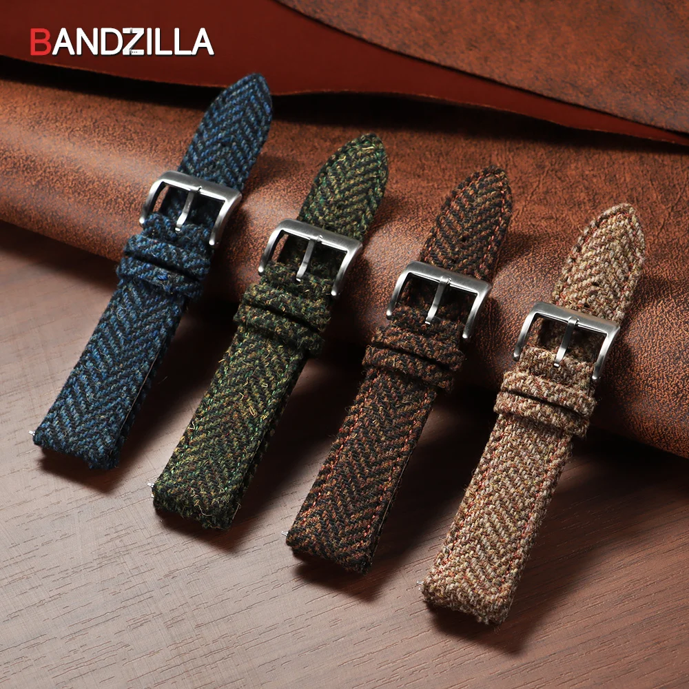 Quick Release Leather Tweed Nylon Strap 18 20mm 22mm Vintage Weave Bracelet Men Women Replacement Wristband for Seiko for Omega