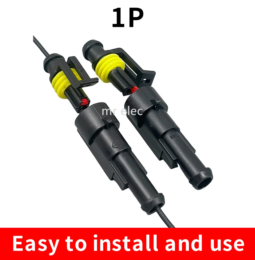 1 Set 1 Pin Female Male Way AMP Super Seal Waterproof Electrical  Connector Plug For Car