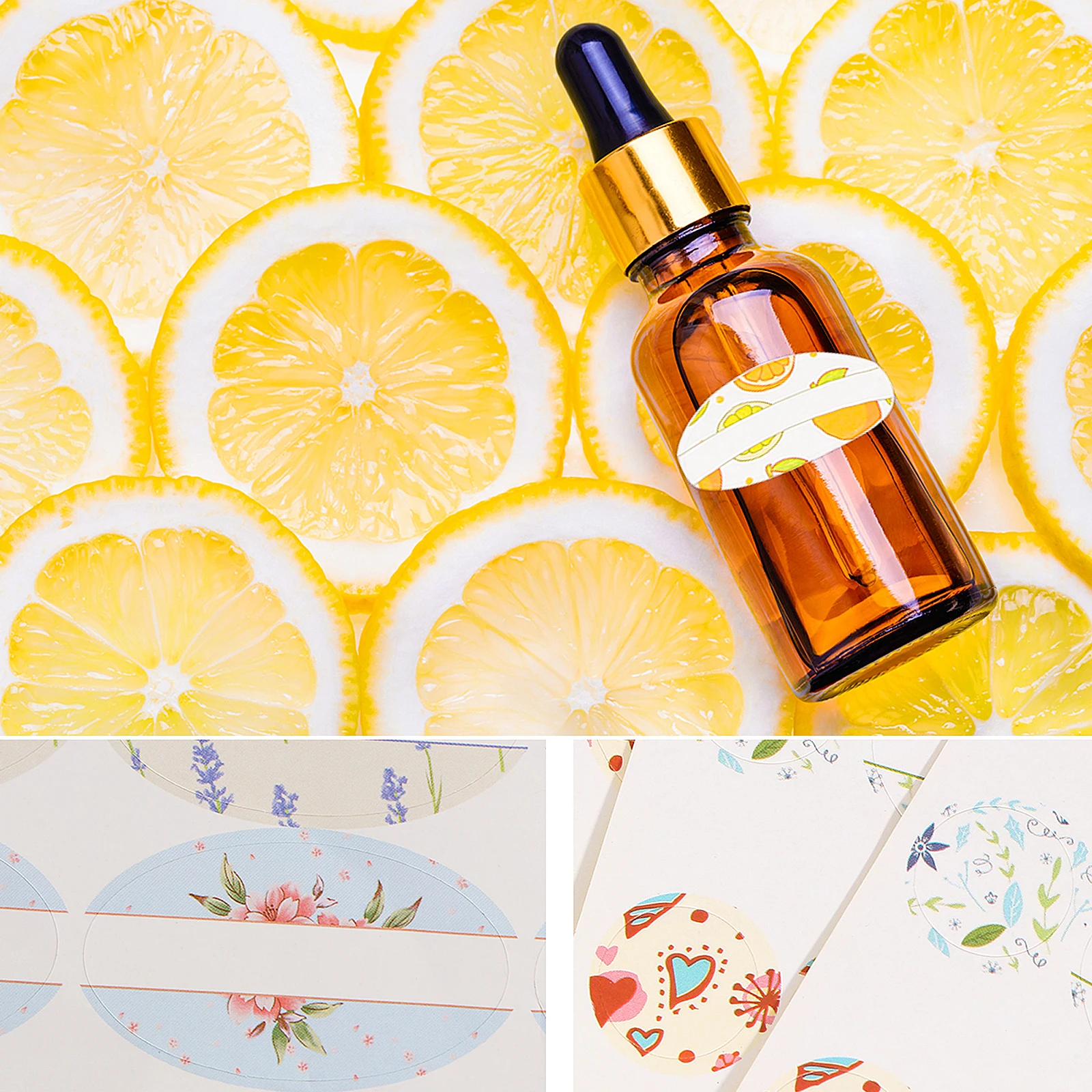 

12pcs 12 Sheets Essential Oil Bottle Stickers PVC Labels for Perfume Bottles Tags Jar Adhesive Folder Storage