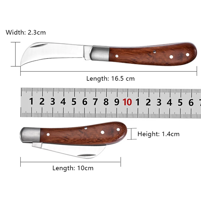 Garden Grafting Knife Stainless Steel Mushroom Electrician Folding Pocket Knife Hand Tools Wooden Handle Camping Gadgets