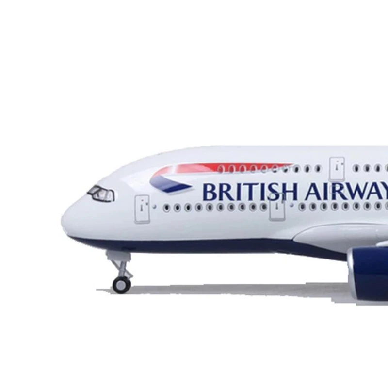 1:160 Scale Large 380 British Airways Model Airplane Britain 380 Plane Models Diecast Airplanes with LED Light for Collection or