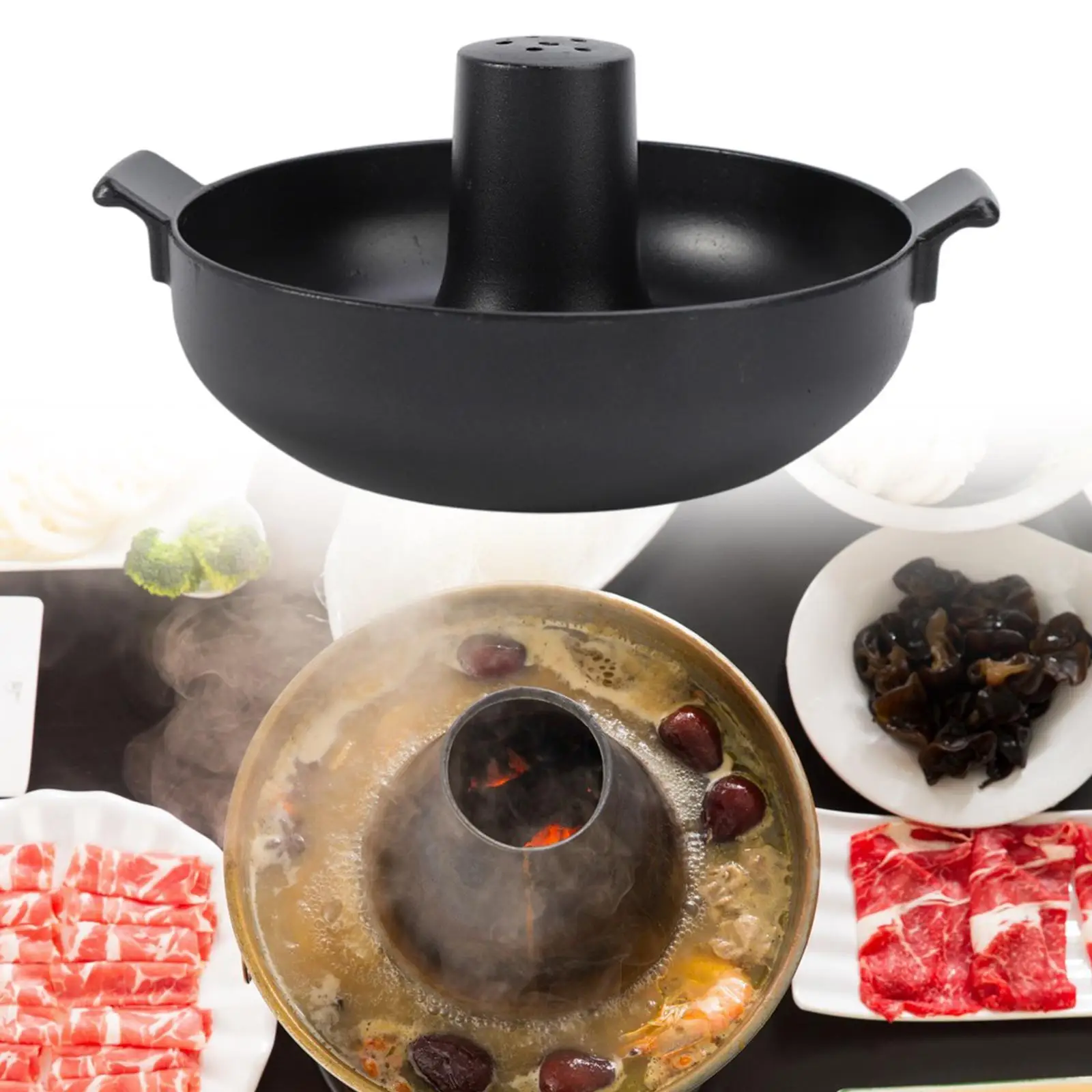 Beijing Lamb Hotpot Aluminum Beautiful Gas Thickened Soup Pot Ramen Pot Chafing Dish for Parties Catering Household Picnic