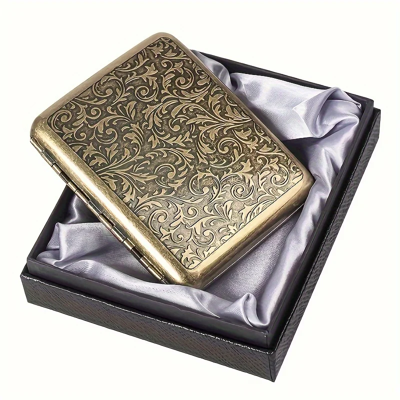 Stainless Steel Cigarette Case 1Pc, Durable Portable Metal Cigarette Holder, Heavy Duty Men's Travel Accessory with Gift Box