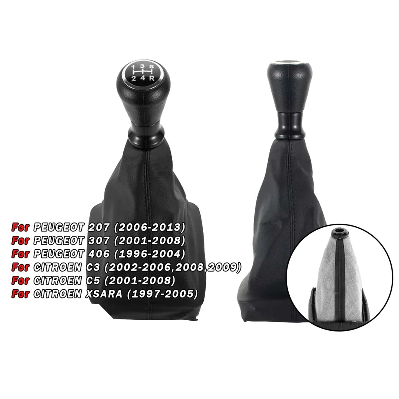 For Peugeot 206 gear lever handball shift dust cover integrated dust cover black supply gear head full protection