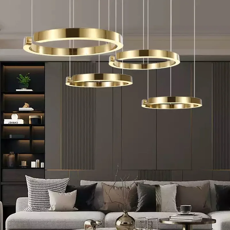 Plafonnier LED rond suspendu avec réglage de la hauteur, luminaire décoratif d'intérieur, idéal pour un salon ou une salle à manger, 85/265V