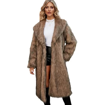 Image Women's Fur Coat Autumn and Winter New Imitation Fox Fur Long Faux Fur Coat Women Casual Jackets for Women