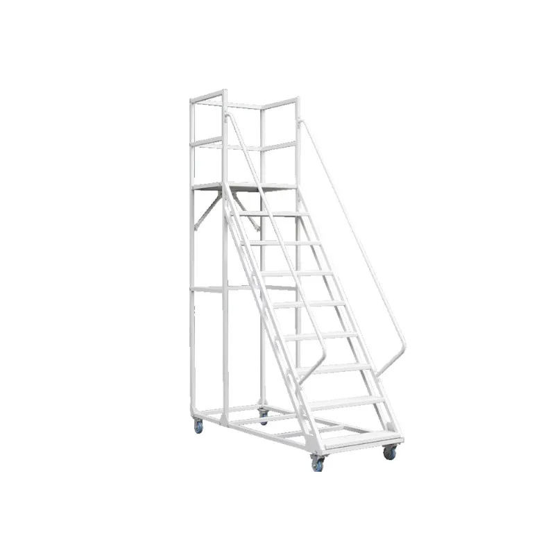 Mobile wheeled climbing ladder platform shopping mall supermarket tallying ladder warehouse shelf ladder