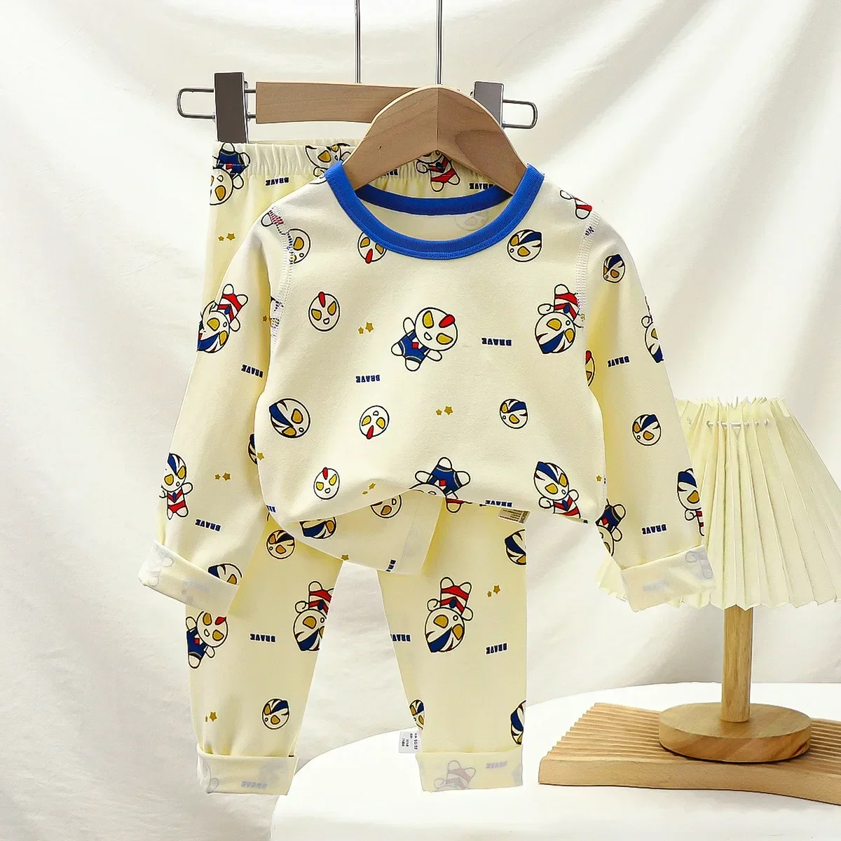 New 2024 Autumn Kids Warm Pajamas Baby Boys Girls Cute Cartoon Long Sleeve Lycra Pyjamas Toddler Sleepwear Casual Clothing Sets