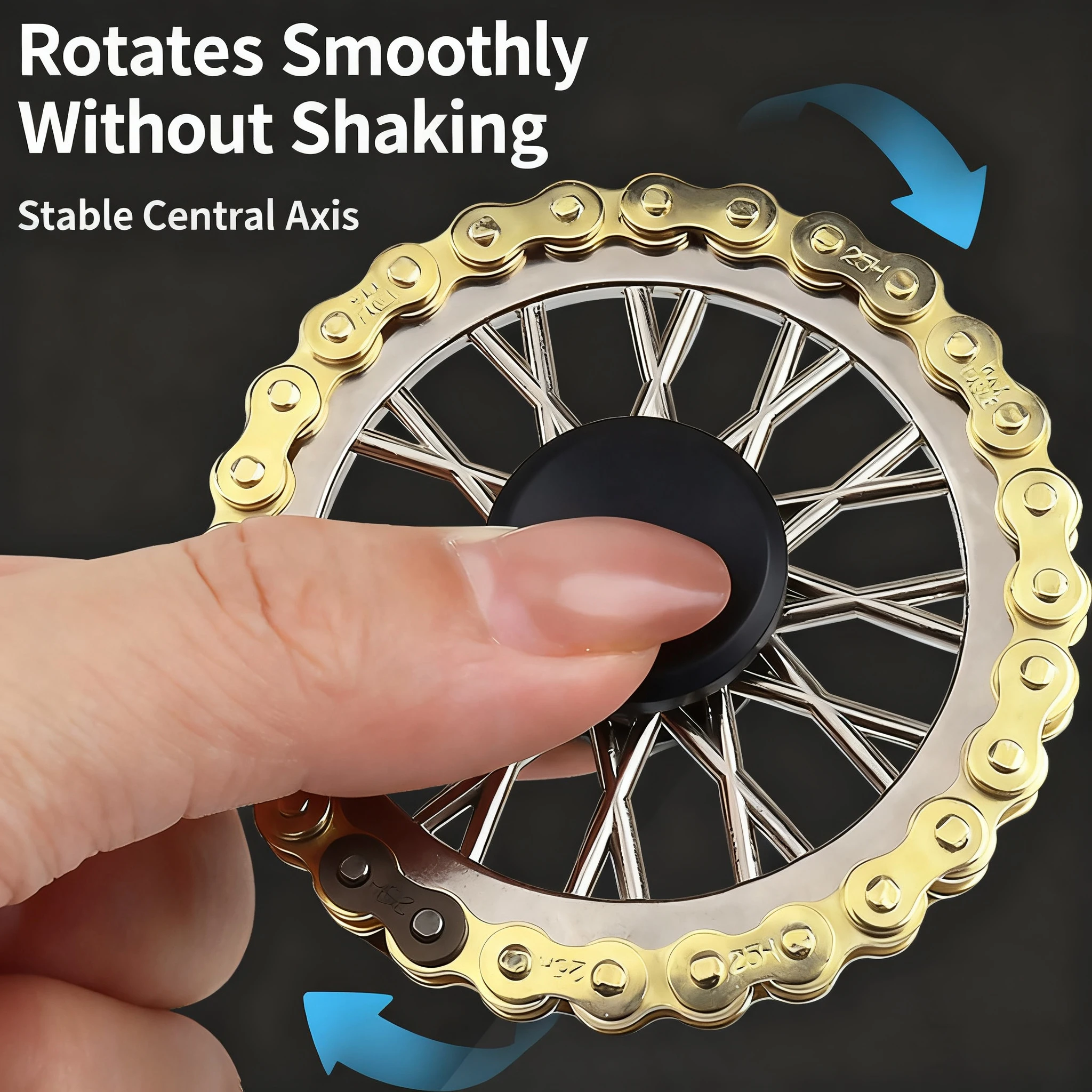 Chaîne d'engrenage de volant d'inertie en métal, pignons gyroscopiques du bout des doigts, jouet Anti-stress, Spinners, jouets d'exercice pour les doigts, noël