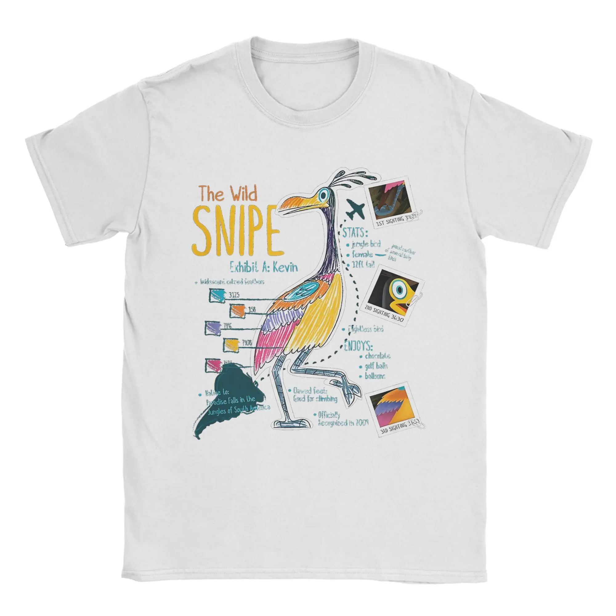 Up Cartoon Kevin The Wild Snipe camisetas para hombres mujeres Hipster 100% camisetas de algodón cuello redondo Camiseta de manga corta Tops clásicos