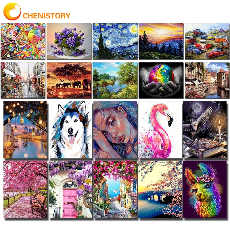 

CHENISTORY Painting By Numbers Handpainted Canvas Paint By Number Scenery For Adults Home Decor DIY Pictur By Number Artwork