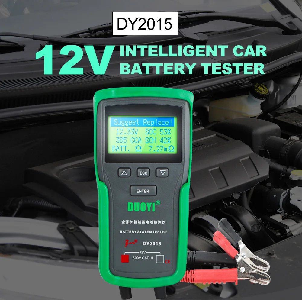 DUOYI DY2015 12V Car Battery Tester Auto Load Tools Digital Battery Analyzer Automotive Starting Type Lead-acid Batteries Tester