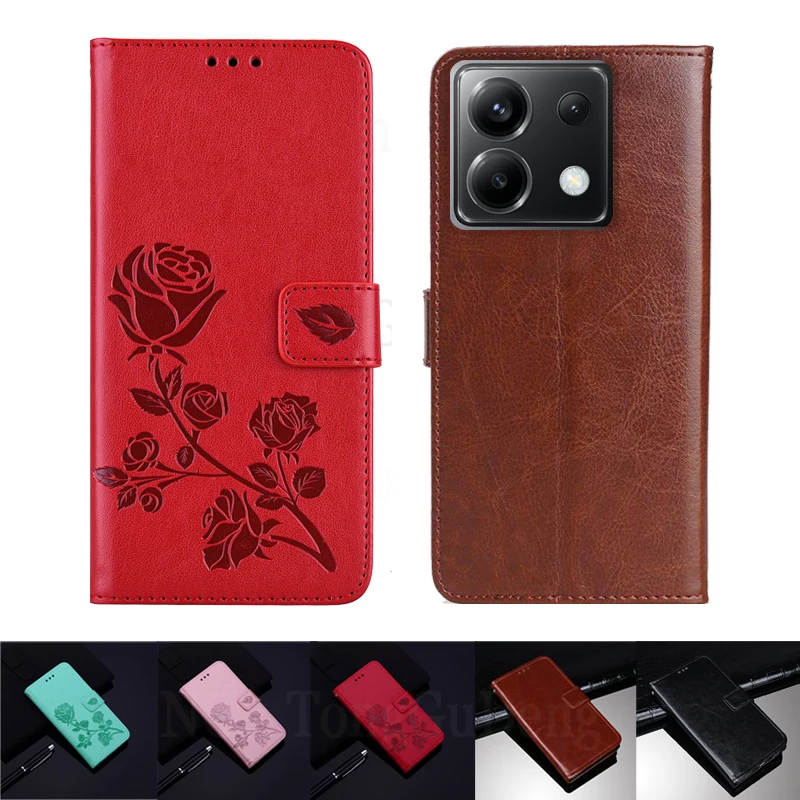 For Poco X6 5G Case Leather Flip Card Holder Wallet Phone Case for Xiaomi PocoX6 Poco X6 Little X 6 Shockproof Back Cover