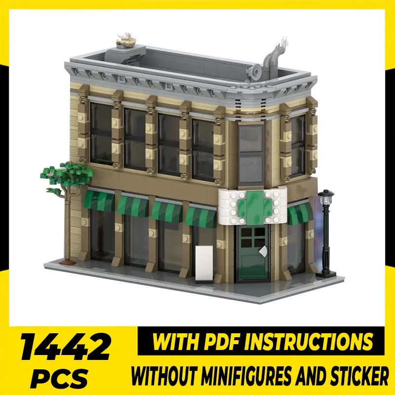 Moc Building Bricks Dispensary Corner Store Model Technology Modular Blocks Construstion Street View Toy DIY Set Assembly Gifts