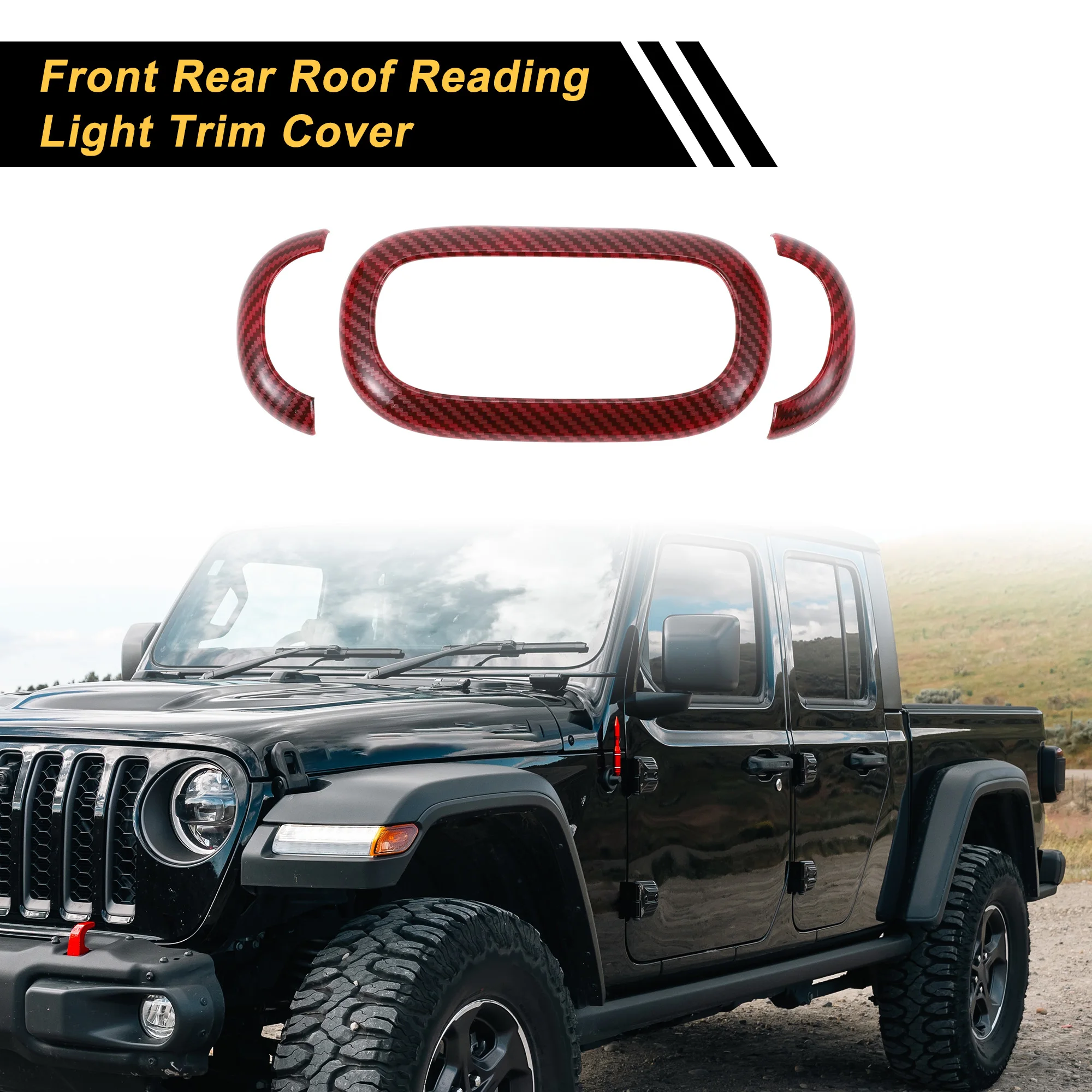 

UXCELL 1 Set Front Rear Roof Reading Light Trim Cover for Jeep Wrangler JK 4 Door 2011-2017 ABS Red Carbon Fiber