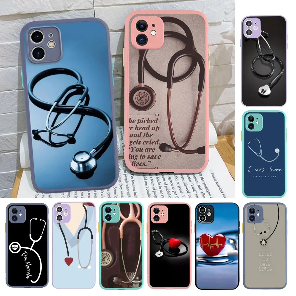 Medical Medicine stethoscope Phone Case For iPhone 14 X XR XS 7 8 Plus 11 12 13 pro MAX 13mini Matte Shockproof Case