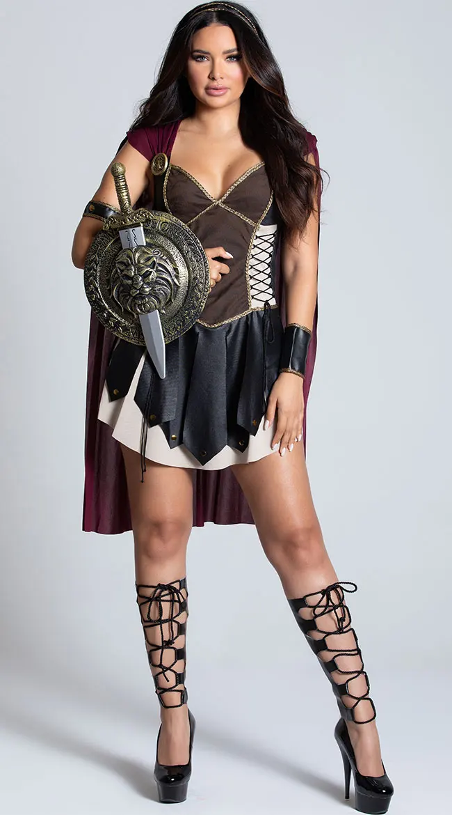 Women Roman Gladiator Costume Xena Warrior Princess Cosplay Outfit