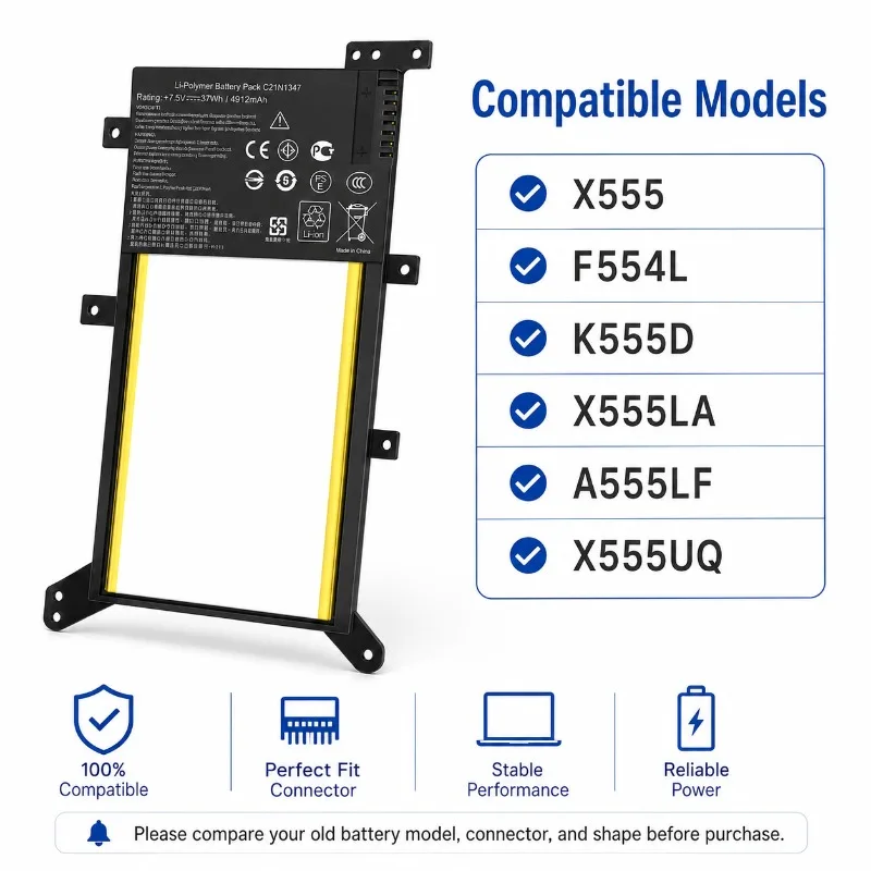 For ASUS C21N1347 Laptop Battery Replacement for X555 X555LA F554L K555D A555LF Notebook Rechargeable Battery