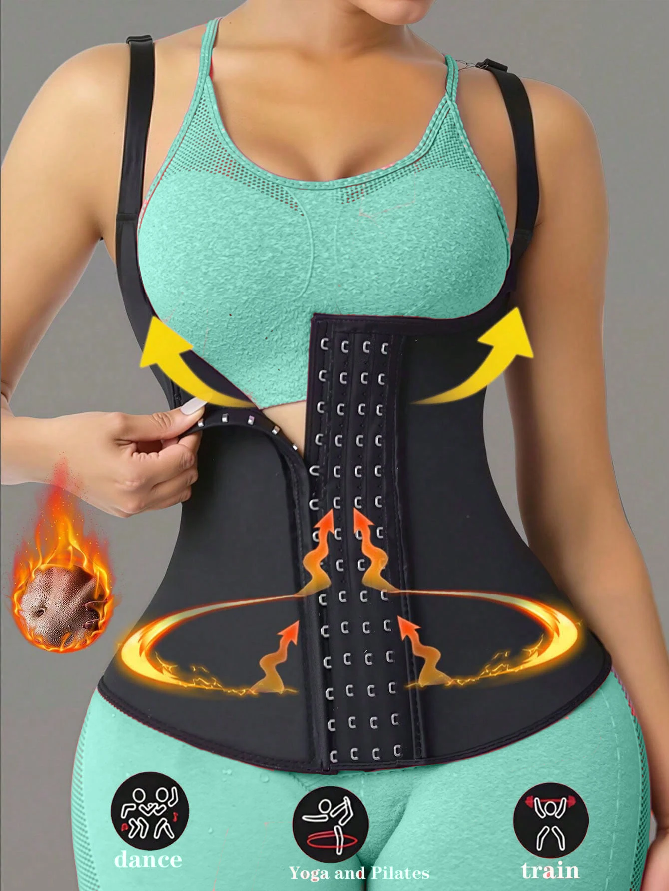 Gilet sportivo da donna in neoprene da 1 pezzo - Shapewear con chiusura a scatto, supporta i contorni del busto, indumenti modellanti dimagranti, corsetto in vita, termico