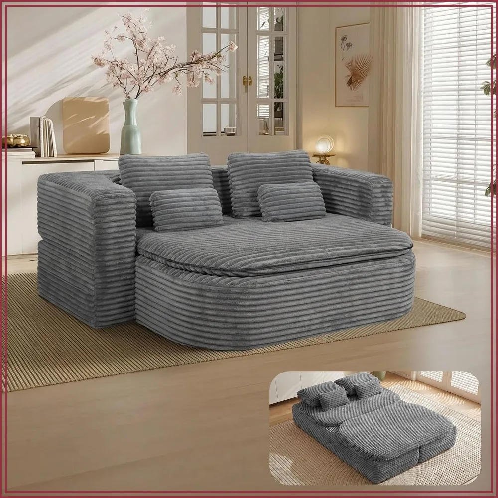 75'' Folding Sleeper Sofa Bed, Memory Foam Boneless Couch for Living Room